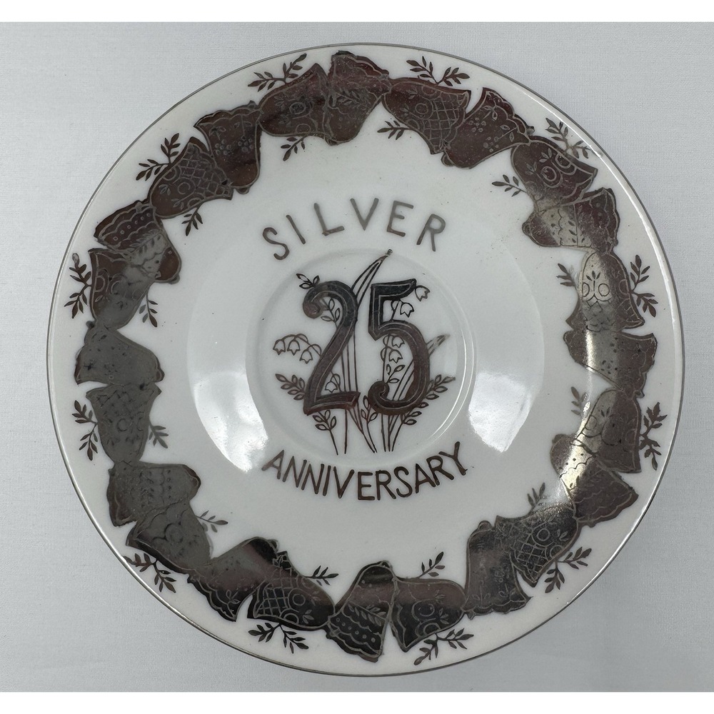 Vintage NORCREST‎ Fine China 25th Anniversary Saucer Silver